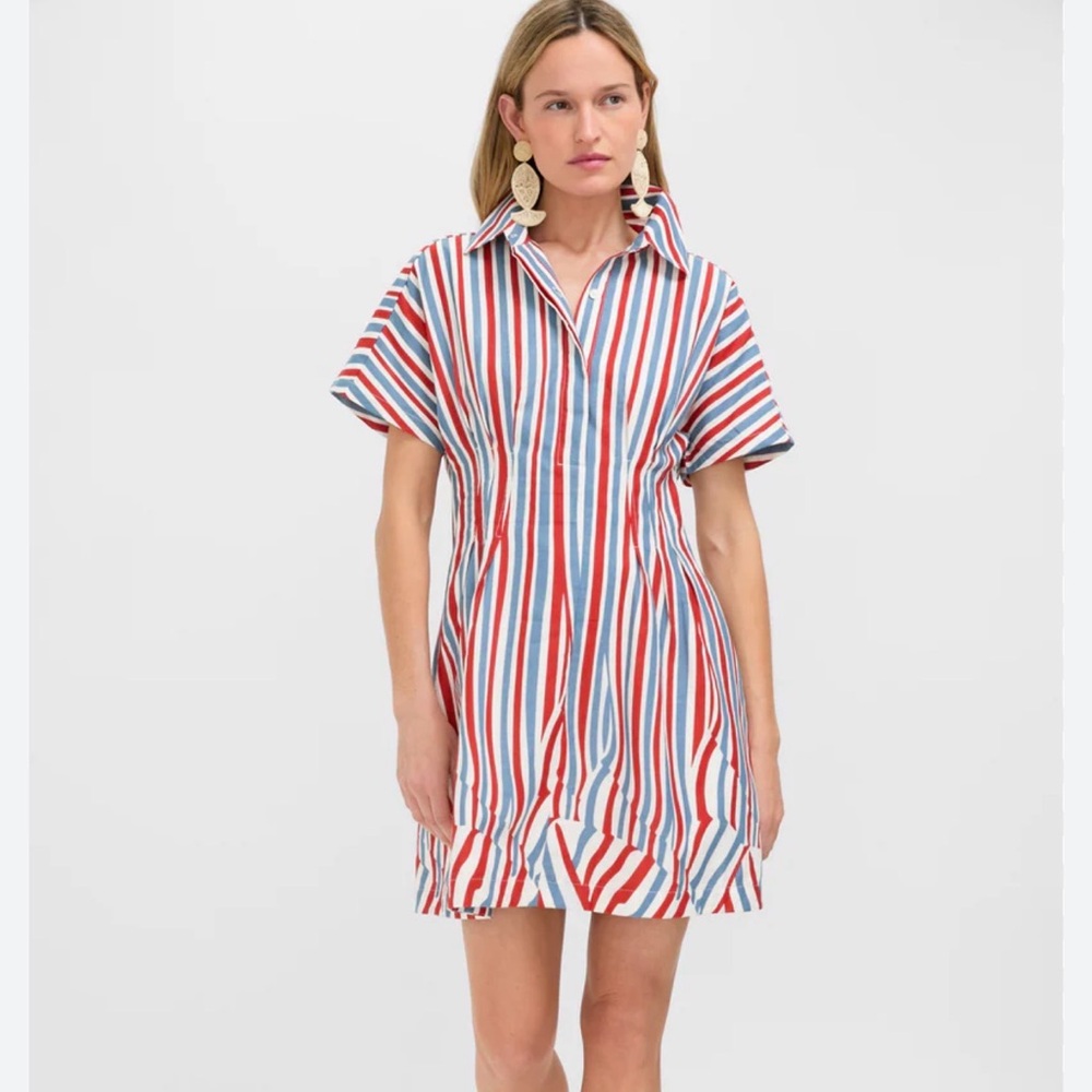 NWT Tuckernuck Americana Stripe Cotton Poplin Mini Callie Dress Size S